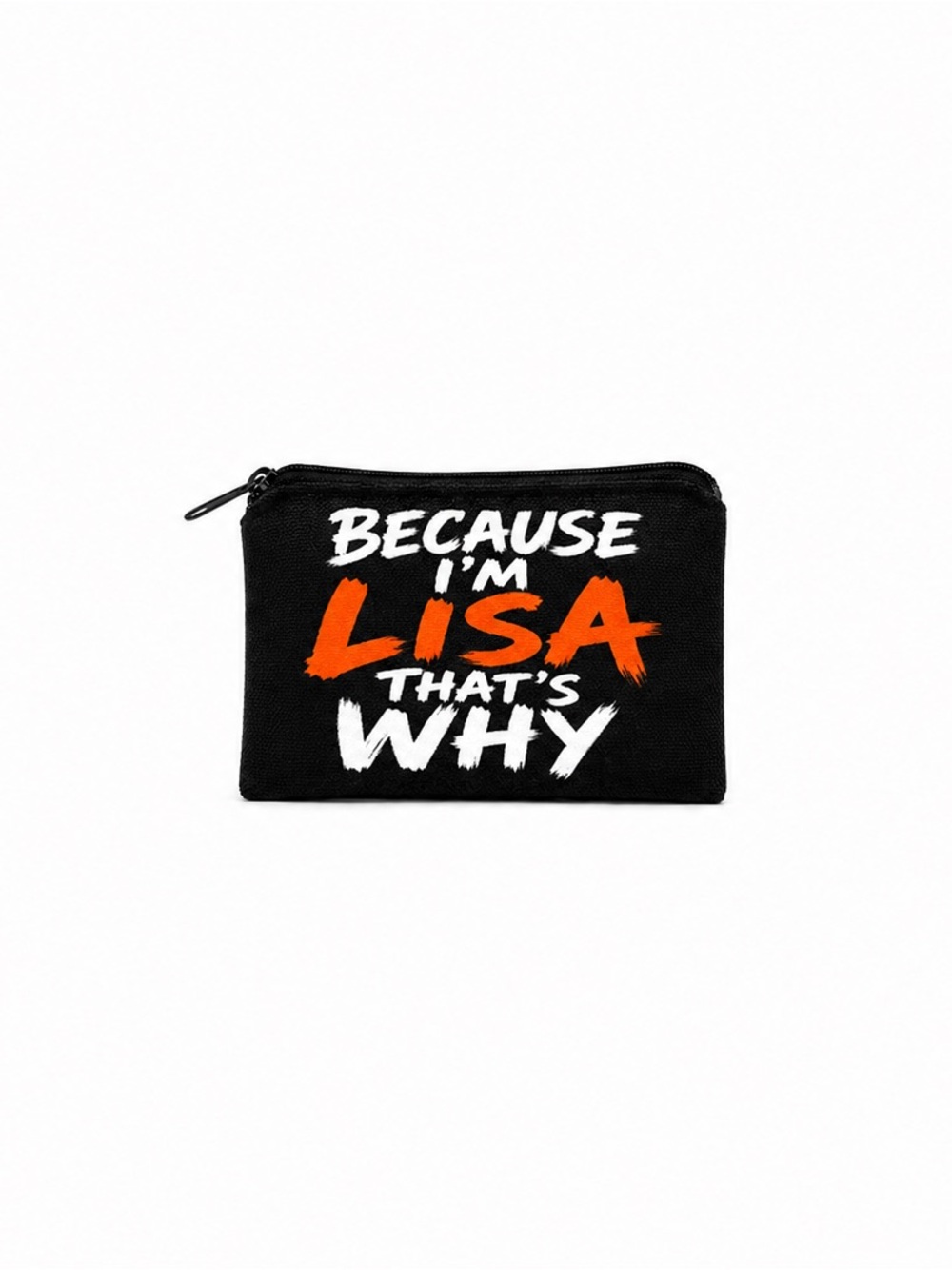 Graphic Canvas Bc I’m Lisa, Small Cosmetic Pouch in Black and Orange
